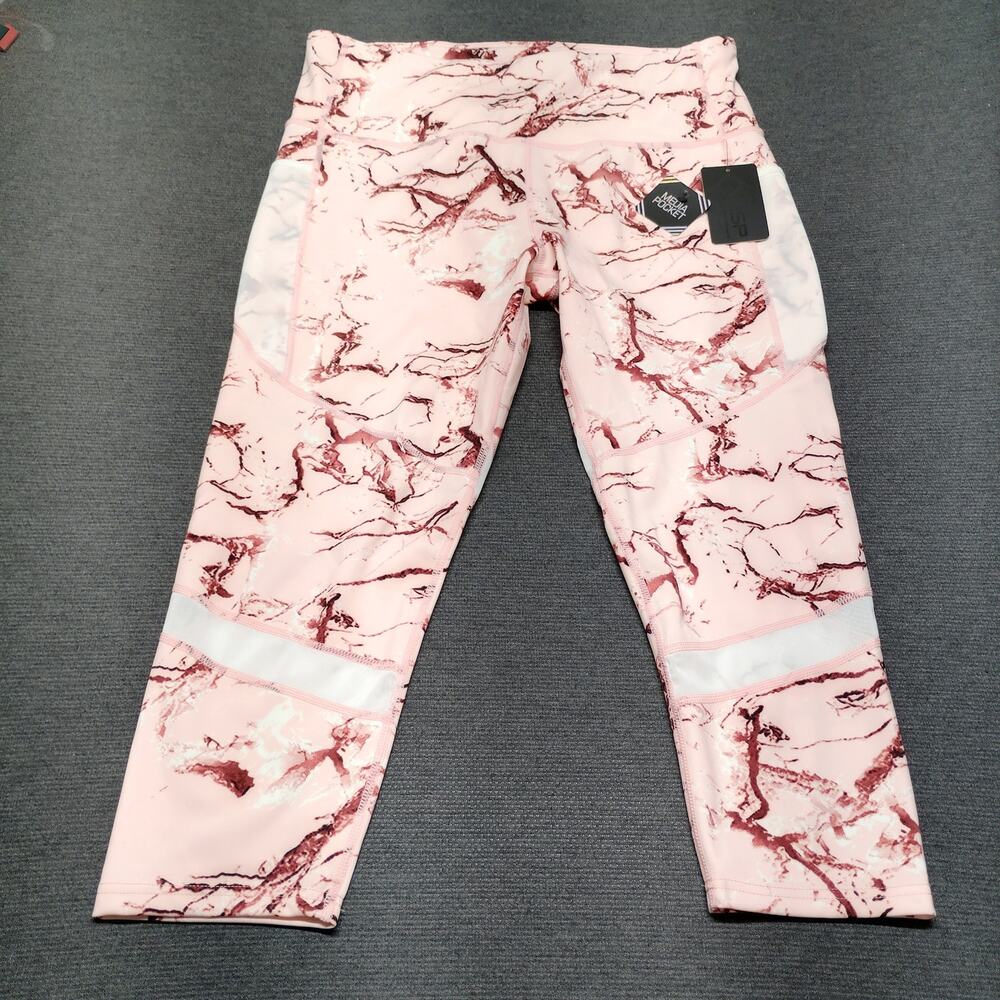 BSP High Waist Leggings Womens 3X Pink Marble Mesh Pocket 7/8 Activewear